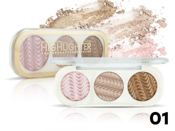 Highlighter SeVen Cool Extra Shimmer Highlighter, 3 colors, tone 01 wholesale